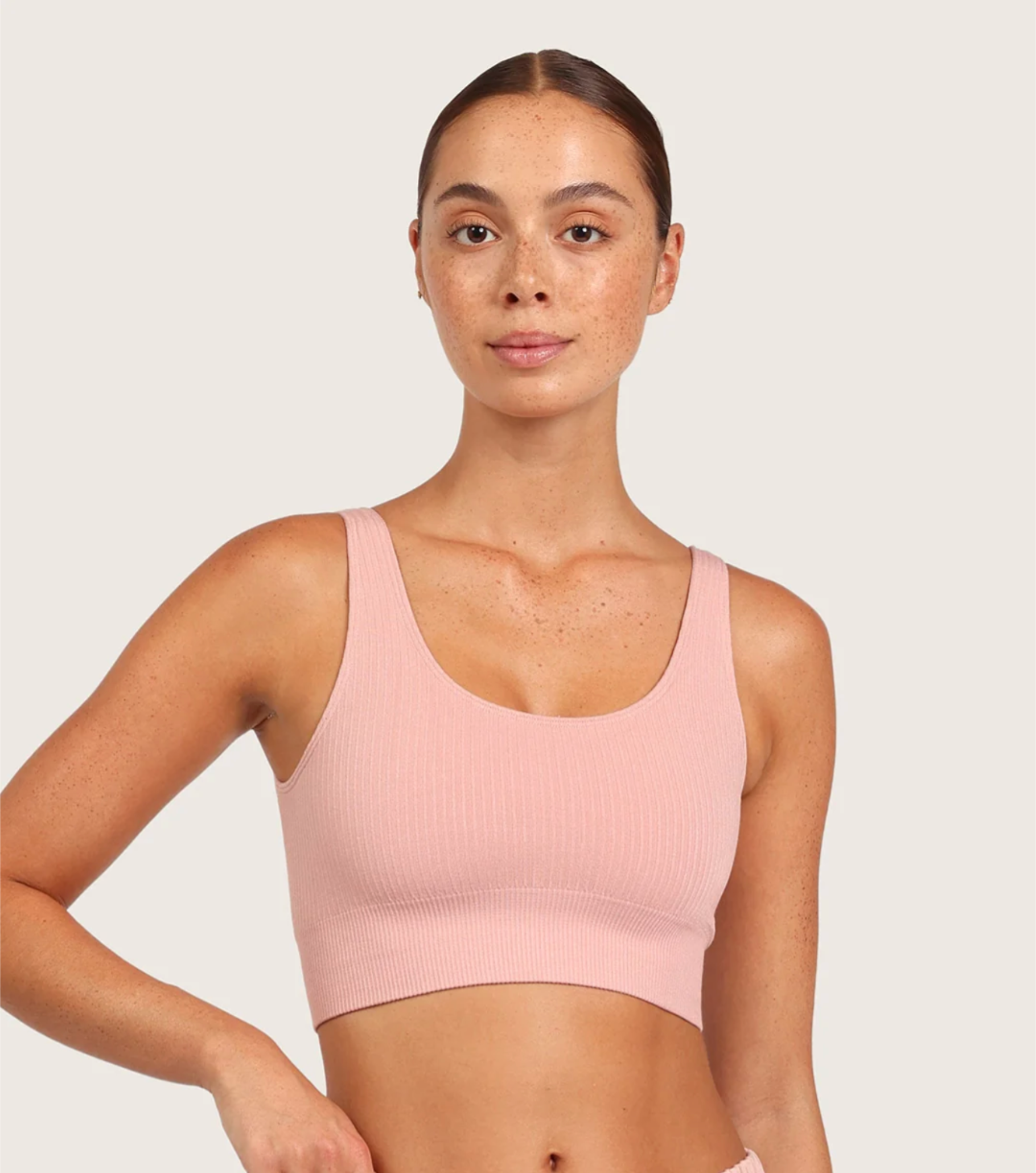Bamboo Ribbed Seamless Bra Dusky Pink