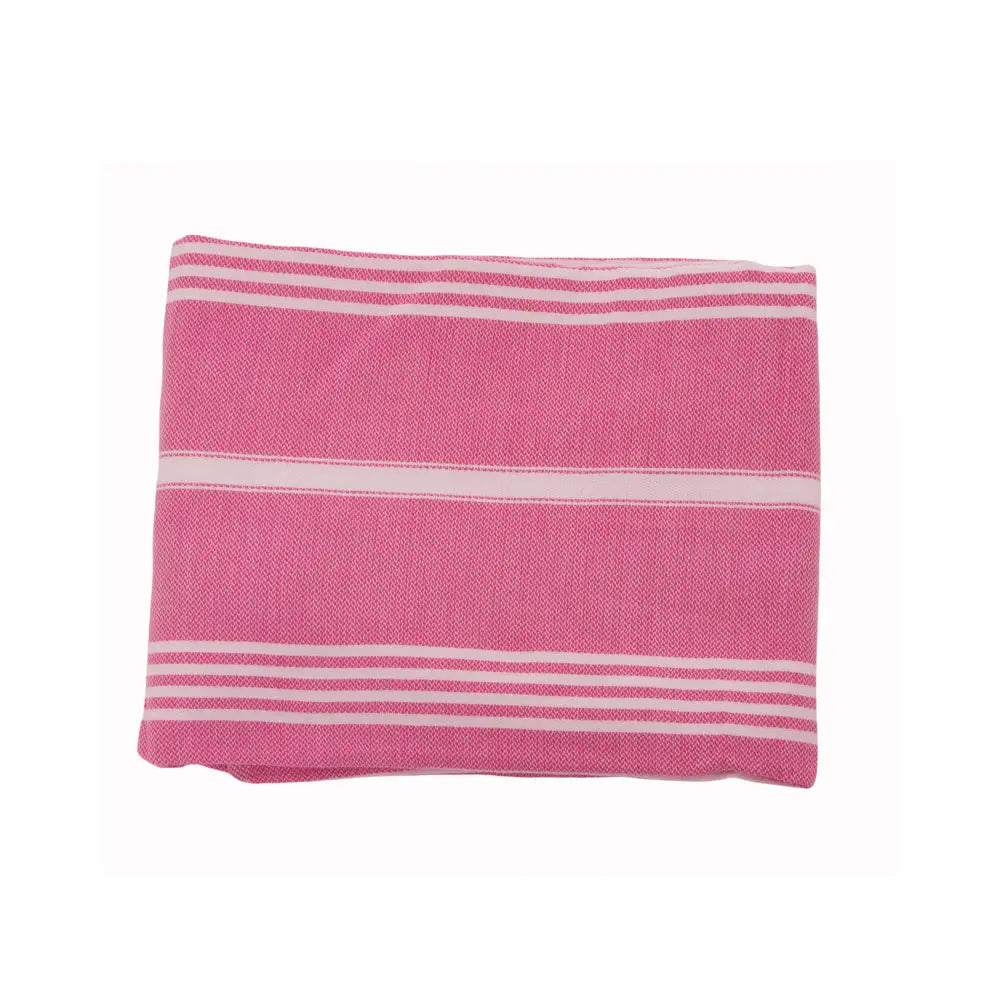 Santorini 100% Cotton Lightweight Hammam Beach Towel in Strawberry Ice Cream Pink