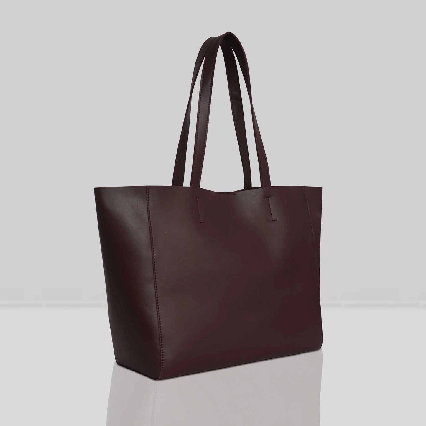 'ABINGDON' Burgundy Real Leather unlined Designer Tote Bag