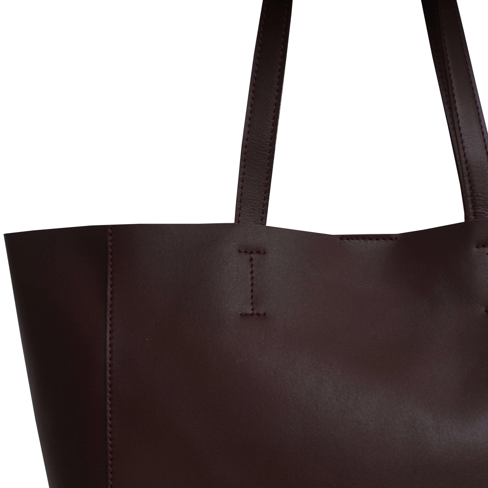 'ABINGDON' Burgundy Real Leather unlined Designer Tote Bag