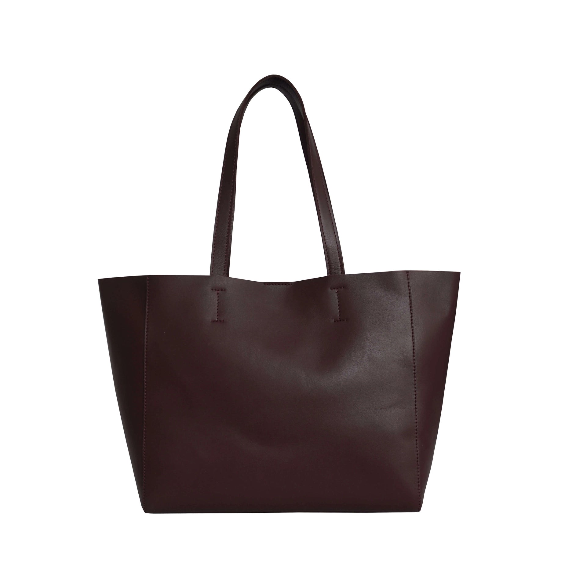 'ABINGDON' Burgundy Real Leather unlined Designer Tote Bag
