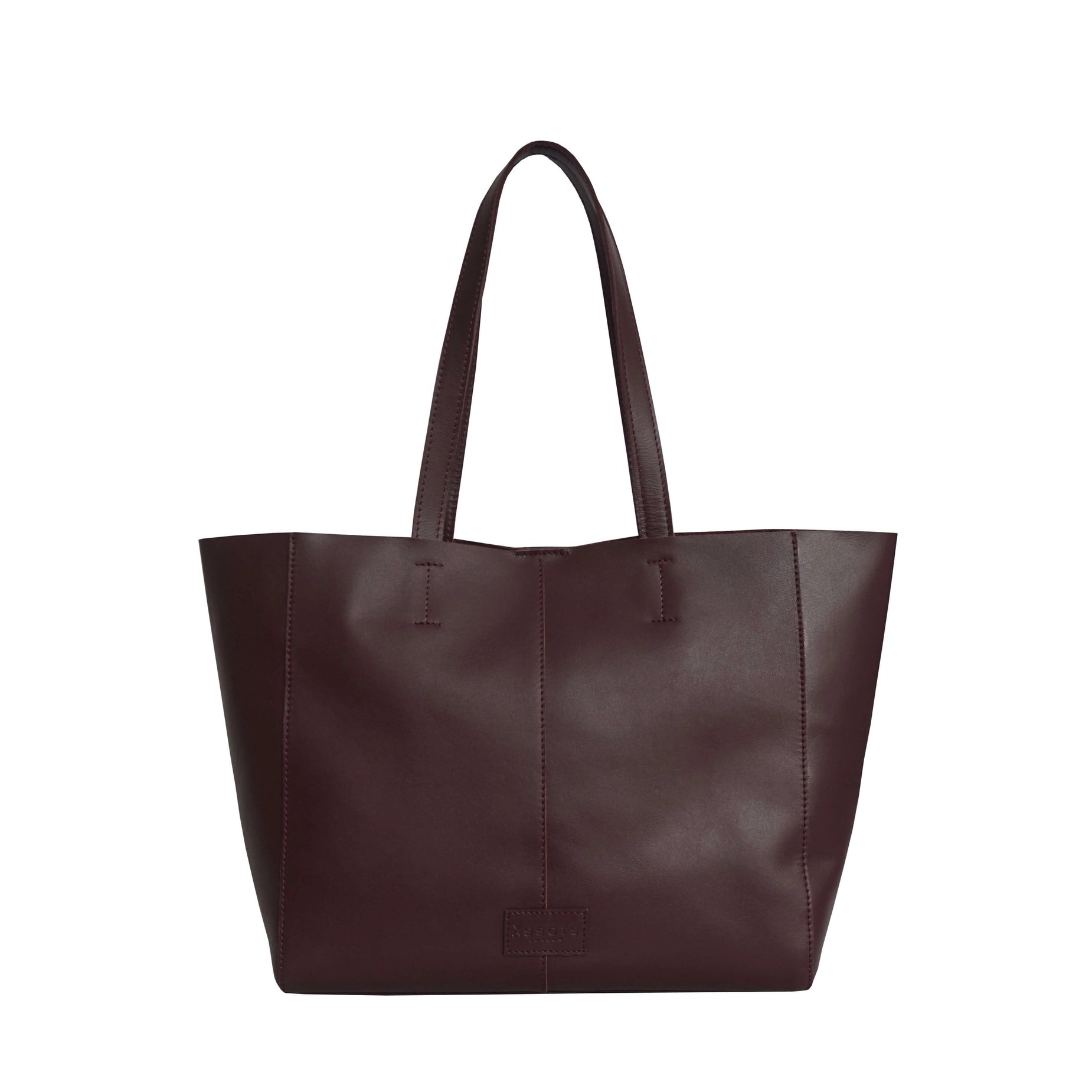 'ABINGDON' Burgundy Real Leather unlined Designer Tote Bag