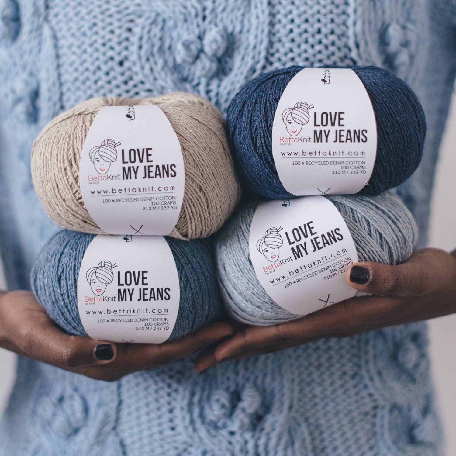 Love My Jeans, yarn obtained from the recycling of old jeans: Ecru