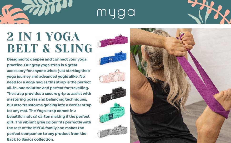 2 in 1 Yoga Belt & Slings: Plum