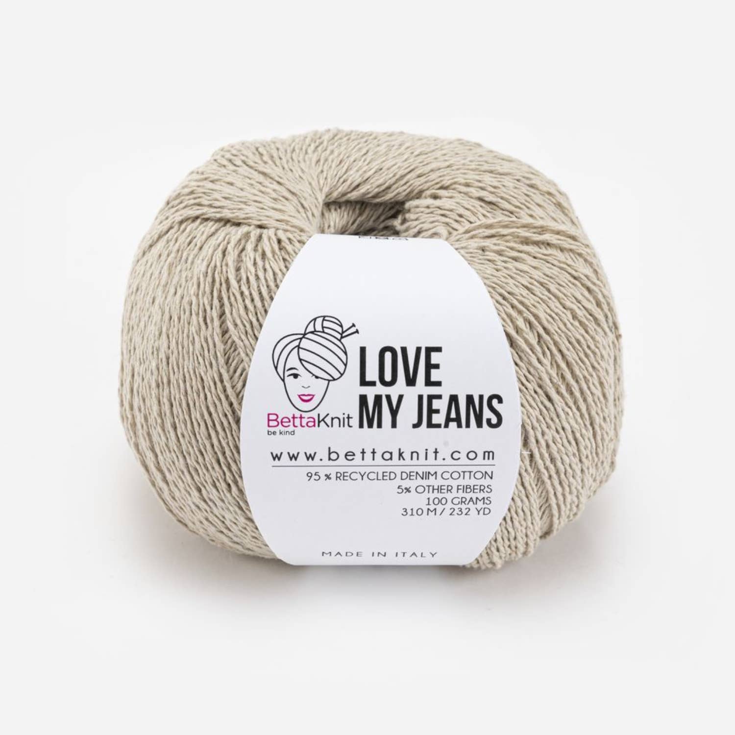 Love My Jeans, yarn obtained from the recycling of old jeans: Ecru