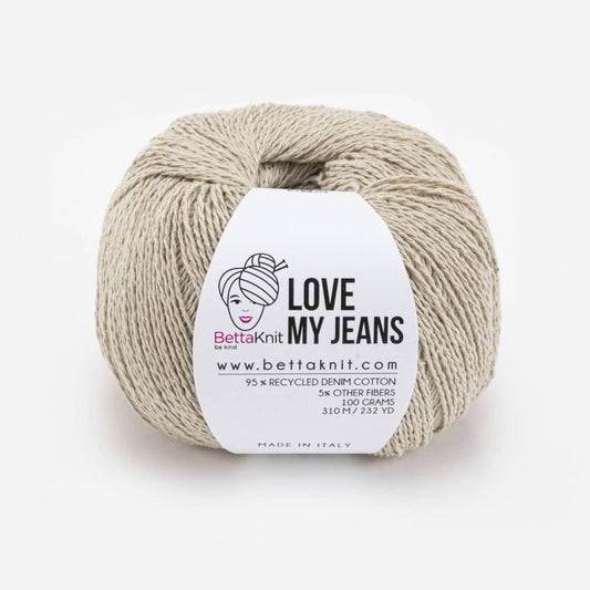 Love My Jeans, yarn obtained from the recycling of old jeans: Ecru