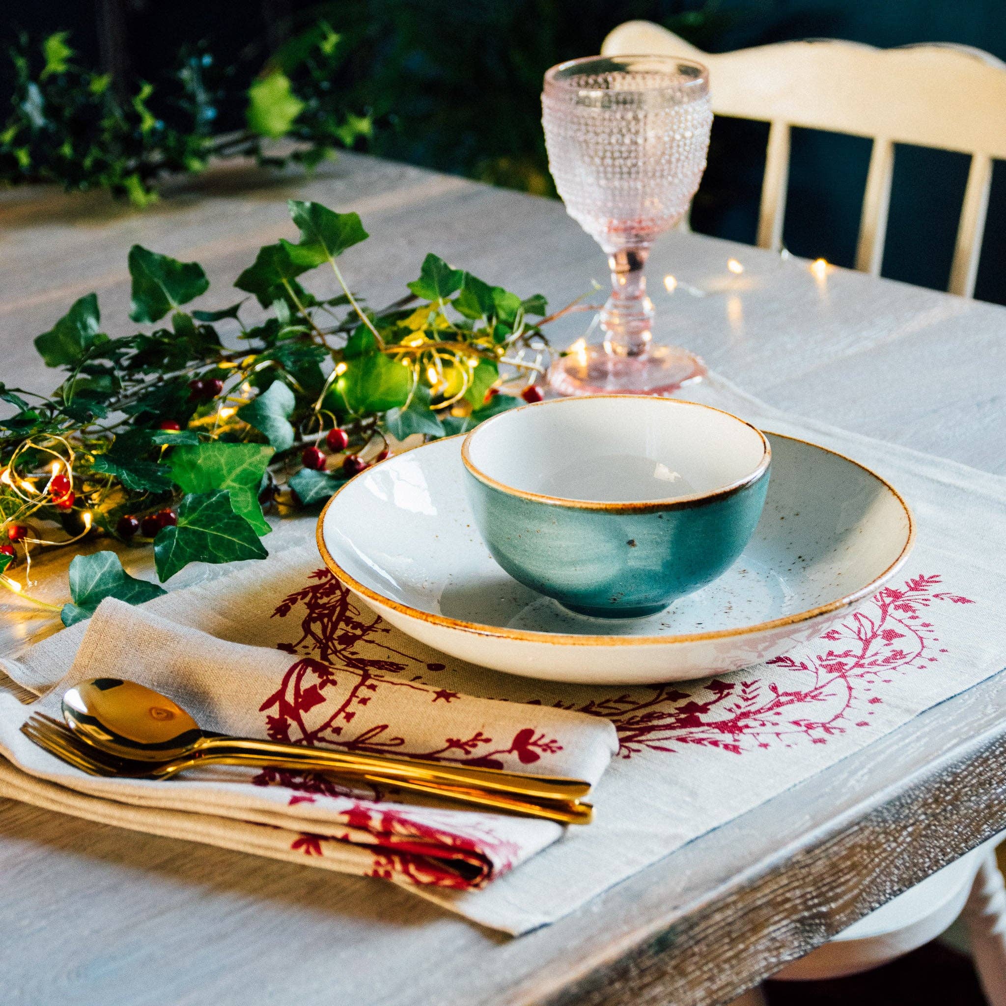 Christmas Napkins Pure Linen Set of Two - Sage Green