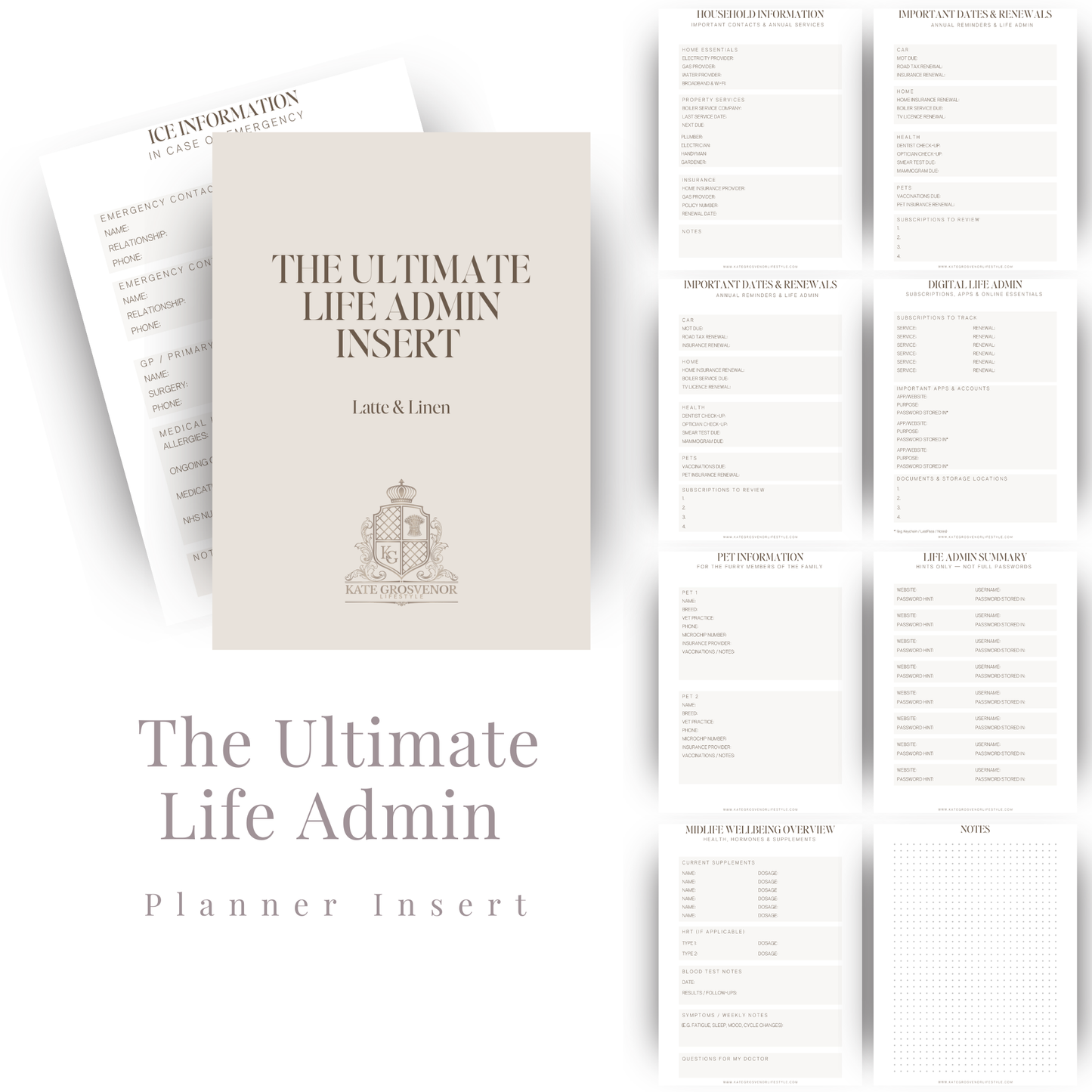 The Ultimate Life Admin Insert (4 Colours Available)