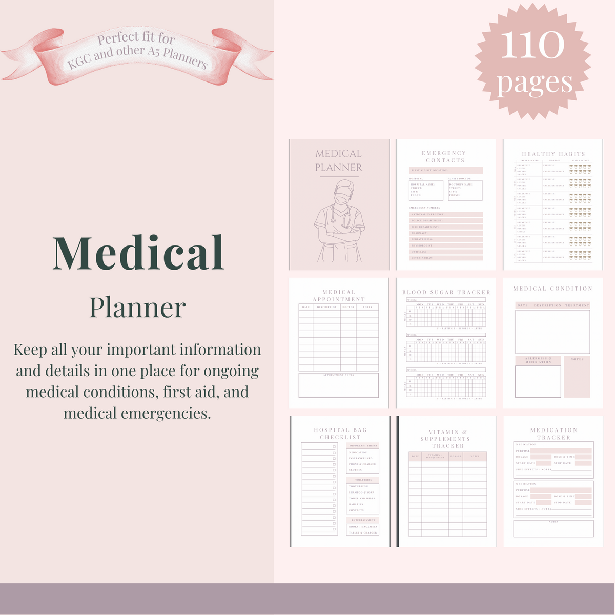 Planner Medical Insert Medical Planner Insert – Kate Grosvenor Lifestyle