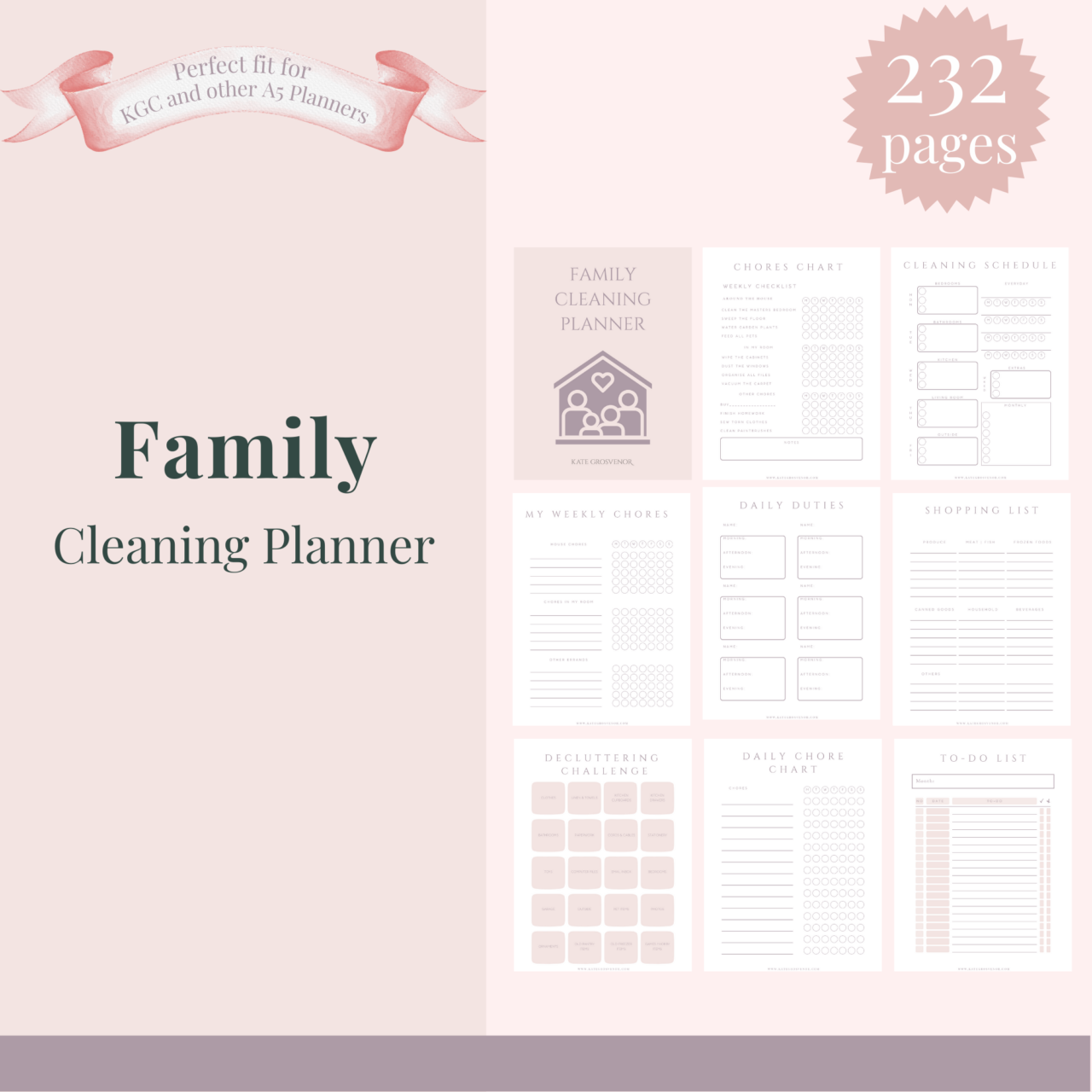 Family Cleaning Planner Insert