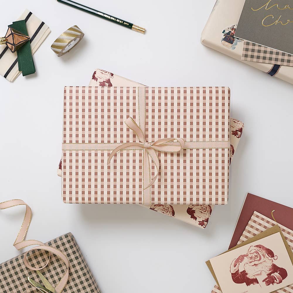 Rose Gingham Wrapping Paper