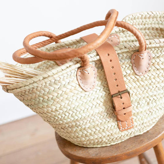 The Gabriella Bag: French Style Basket Tote Bag with Buckle